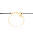 Choker Fio Coreano Preto Cruz Lisa Banhado a Ouro 18K