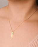Gargantilha com Pingente Retângular Personalizado Liso Banhado a Ouro 18K - 45 cm