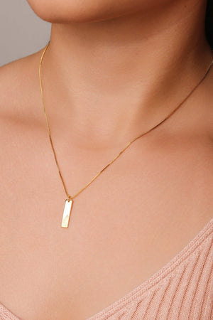 Gargantilha Veneziana Retângulo Liso Banhado a Ouro 18K - 45 cm