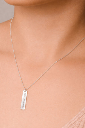 Gargantilha com Pingente Retângular Personalizado Liso Ródio Branco - 45 cm