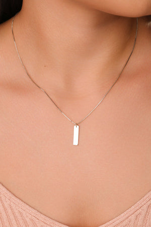 Gargantilha Veneziana Retângulo Liso Ródio Branco - 45 cm