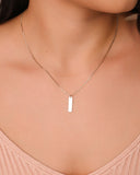 Gargantilha Veneziana Retângulo Liso Ródio Branco - 45 cm