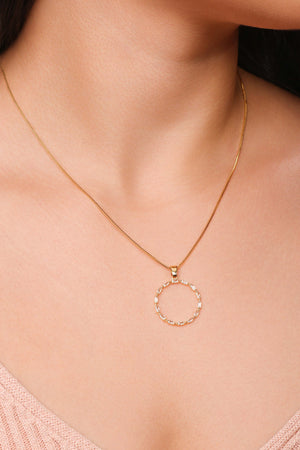 Gargantilha Veneziana Círculo Baguetes Cristal Banhado a Ouro 18K - 45 cm