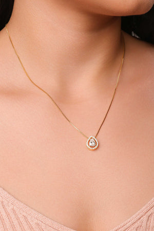 Gargantilha Veneziana Gota Cravejada Cristal Banhado a Ouro 18K - 45 cm