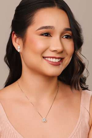 Gargantilha Veneziana Gota Cravejada Cristal Ródio Branco - 45 cm