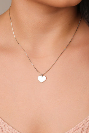 Gargantilha Veneziana Coração Liso 1.0 cm Ródio Branco - 45 cm