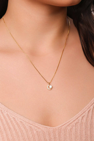 Gargantilha Redondo Ponto de Luz Cravejado Cristal Banhado a Ouro 18K - 45 cm