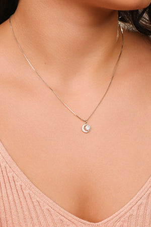 Gargantilha Redondo Ponto de Luz Cravejado Cristal Ródio Branco - 45 cm