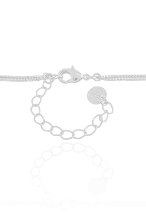 Gargantilha Dupla Corações Espirito Santo Cravejado Cristal Ródio Branco