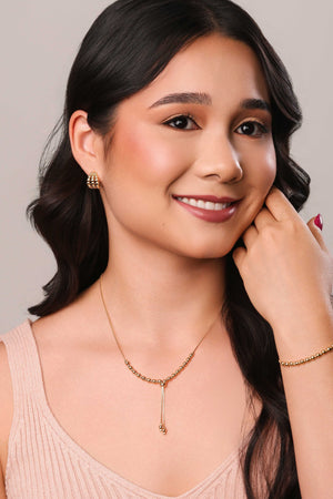 Gargantilha Gravata Bolinhas Lisas Banhado a Ouro 18K - 50 cm