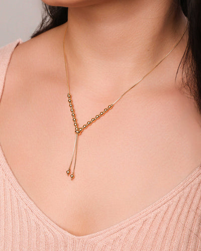 Colar Gravata Bolinhas Lisas Banhado a Ouro 18K - 50 cm