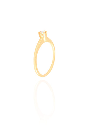 Anel Ponto de Luz Cristal Tamanho 16 Banhado a Ouro 18K