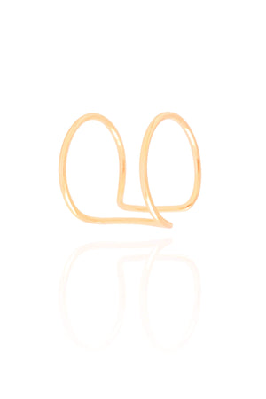 Anel Ajustável Fio Duplo Liso Tamanho P Banhado a Ouro 18K