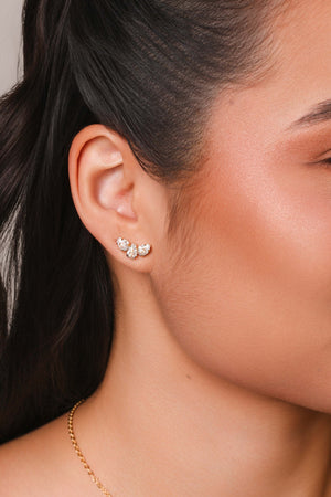 Ear Cuff Gotas Cristal 1.5 cm Banhado a Ouro 18K