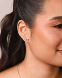 Ear Cuff Gotas Cristal 1.5 cm Ródio Branco