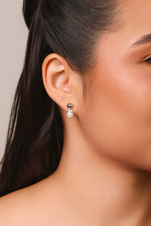 Brinco Bola Gota Cristal 7 mm Ródio Branco