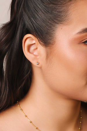 Brinco Gota Cristal 5 mm Banhado a Ouro 18K