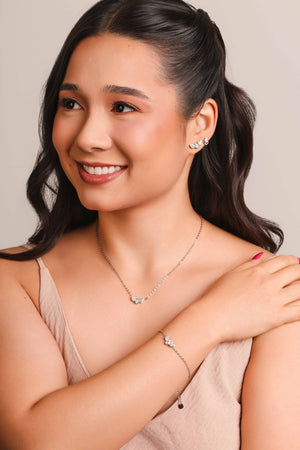 Brinco Gota Vazada Cravejada Cristal Ródio Branco