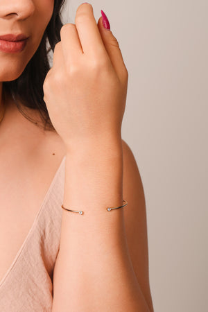 Bracelete Fio Pontos de Luz Cristal 3 mm Banhado a Ouro 18K