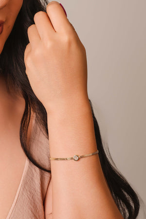 Pulseira Veneziana Dupla Ponto de Luz Cristal Banhado a Ouro 18K