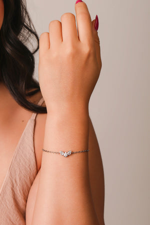 Pulseira Elos Gotas Cristais Ródio Branco