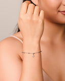 Pulseira Elos Bolinhas Gota Cristal Ródio Branco