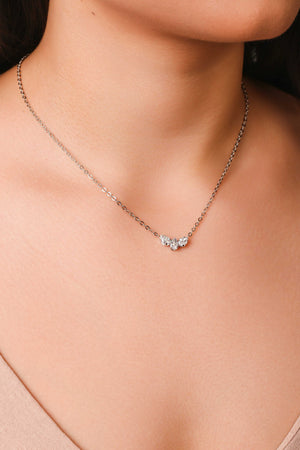 Gargantilha Elos Pingente Gotas Cristal Ródio Branco - 40 cm