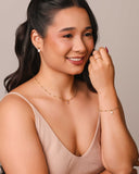 Gargantilha Elos Bolinhas Gota Cristal Banhado a Ouro 18K - 40 cm