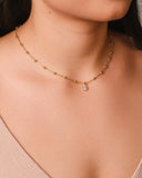 Gargantilha Elos Bolinhas Gota Cristal Banhado a Ouro 18K - 40 cm