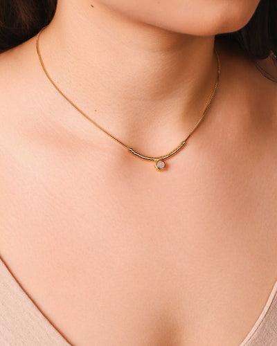 Colar Veneziana Canutilhos Ponto de Luz Cristal Banhado a Ouro 18K - 40 cm