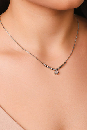 Gargantilha Veneziana Canutilhos Ponto de Luz Cristal Ródio Branco - 40 cm