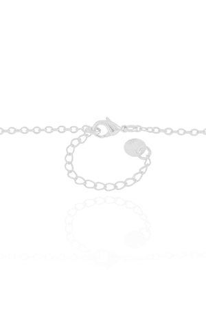 Gargantilha Gravata Elos Corações Cristais Ródio Branco - 50 cm