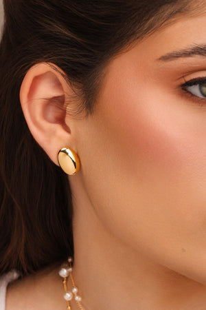 Brinco Oval Liso 1.7 cm Banhado a Ouro 18K