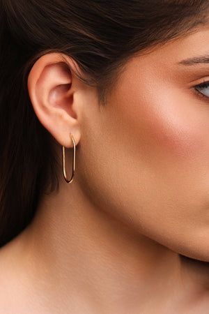 Brinco Argola Encaixe Fio Oval 3.1 cm Banhado a Ouro 18K