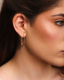 Brinco Argola Encaixe Fio Oval 3.1 cm Banhado a Ouro 18K