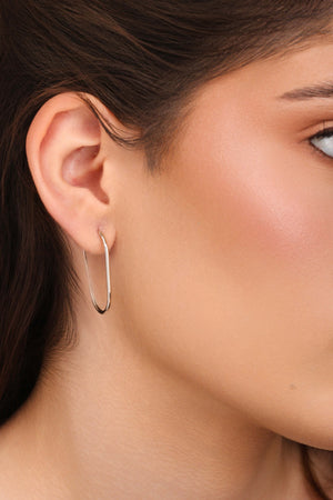 Brinco Argola Encaixe Fio Oval 3.1 cm Ródio Branco