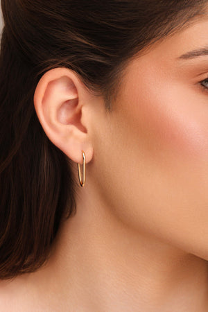 Brinco Argola Encaixe Fio Oval 2.2 cm Banhado a Ouro 18K