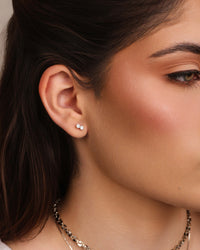 Brinco Ponto de Luz Duplo Cristal Ródio Branco