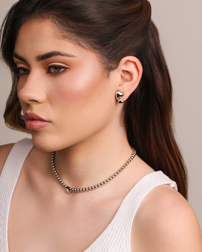 Ear Cuff Corações Lisos Ródio Branco