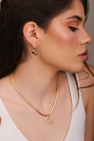 Brinco Argola Filetes Duplos Lisos 2.7 cm Banhado a Ouro 18K