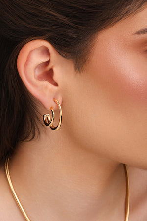 Brinco Argola Filetes Duplos Lisos 2.7 cm Banhado a Ouro 18K