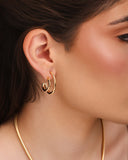 Brinco Argola Filetes Duplos Lisos 2.7 cm Banhado a Ouro 18K