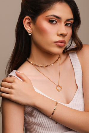 Pulseira Elos Quadrados 4 mm Banhado a Ouro 18K