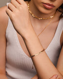 Pulseira Elos Quadrados 4 mm Banhado a Ouro 18K