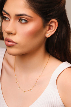 Conjunto Borboleta e Ponto de Luz Cristal Banhado a Ouro 18K