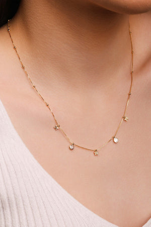 Conjunto Borboleta e Ponto de Luz Cristal Banhado a Ouro 18K