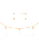 Conjunto Borboleta e Ponto de Luz Cristal Banhado a Ouro 18K