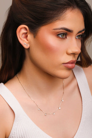 Conjunto Borboleta e Ponto de Luz Cristal Ródio Branco