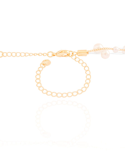 Choker Grumet Nylon com Pérolas Banhado a Ouro 18K - 35 cm