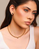 Choker Bolinhas Coração Liso Banhado a Ouro 18K